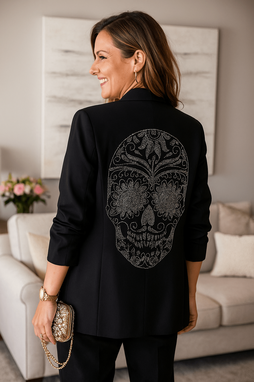 💀✨ Blazer Skull Strass – L’élégance rebelle ✨💀 - Mam’s Ailes
