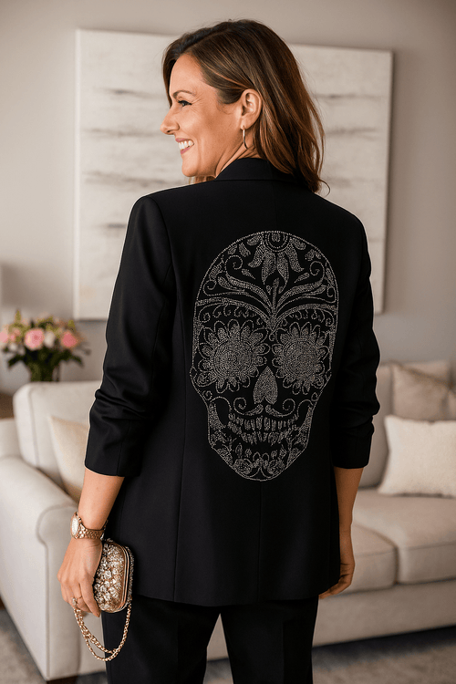 💀✨ Blazer Skull Strass – L’élégance rebelle ✨💀 - Mam’s Ailes