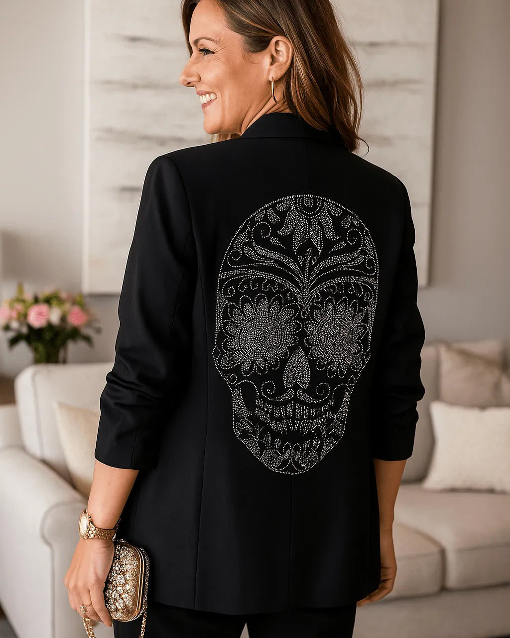 💀✨ Blazer Skull Strass – L’élégance rebelle ✨💀 - Mam’s Ailes