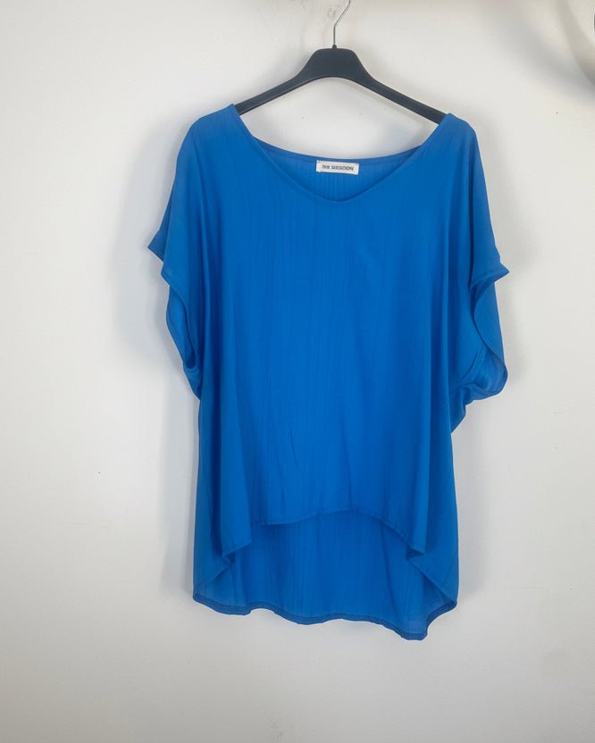 Blouse Basique Fluide Col V — Made in Italy - Mam’s AilesBleu Roi