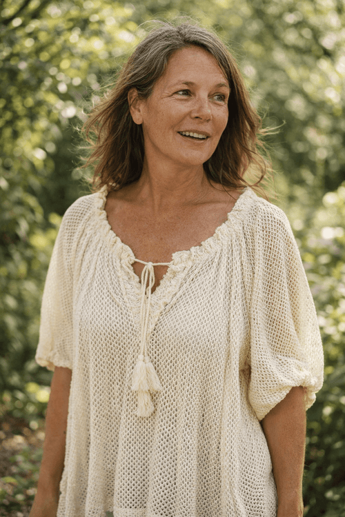 Blouse Bohème Ajourée Pailletée — Made in Italy - Mam’s Ailes