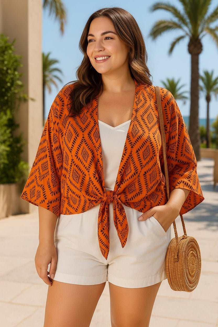 Boléro Soyeux Bohème Orange — Made in India - Mam’s Ailes
