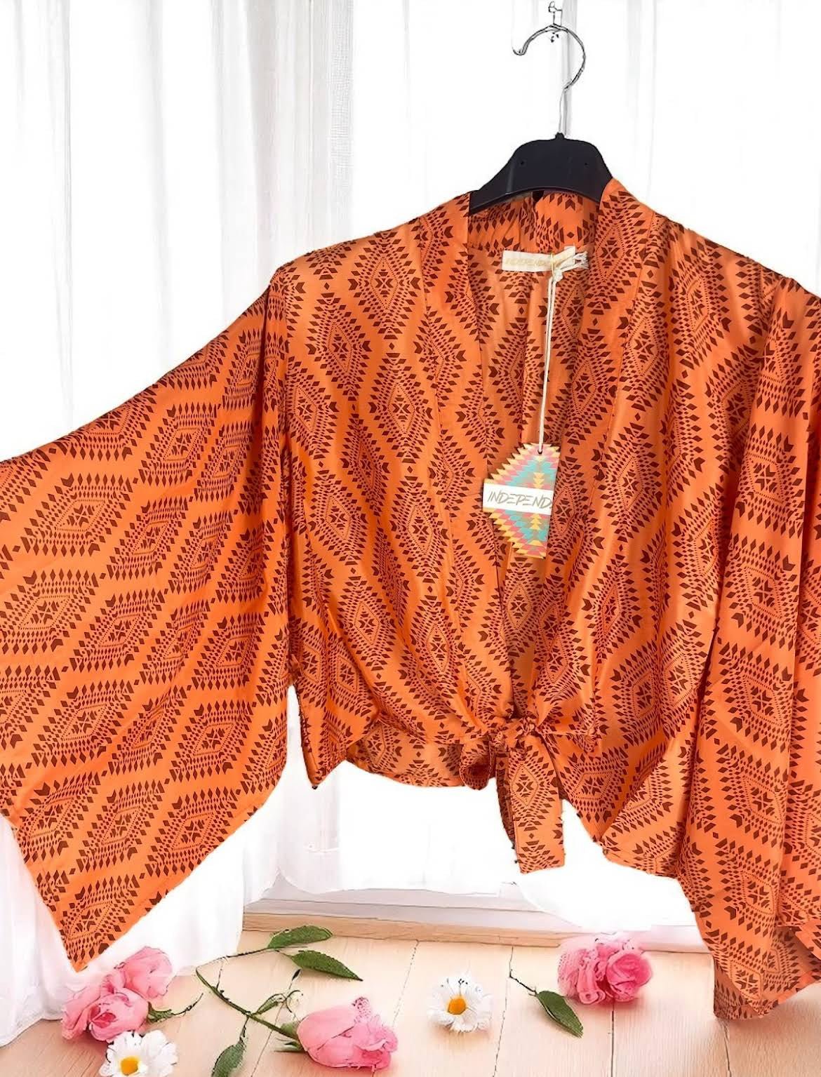 Boléro Soyeux Bohème Orange — Made in India - Mam’s Ailes