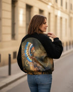 Bomber Aigle Tribal : dos satiné à plumes multicolores