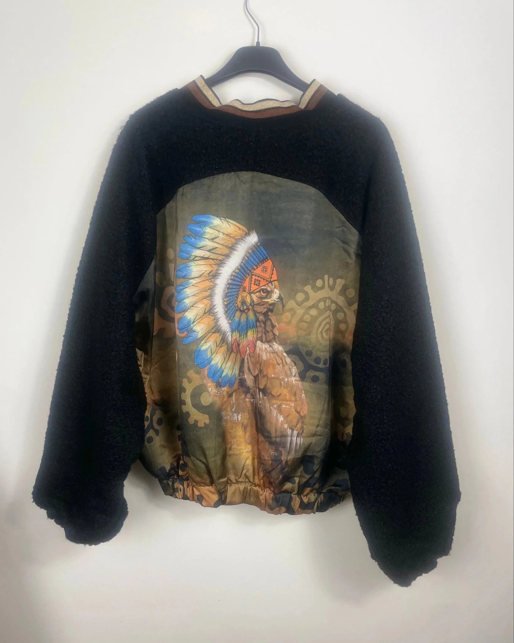 Bomber Aigle Tribal : manches noires effet laine bouclée