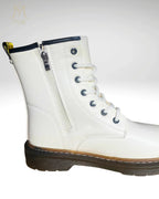 Bottine Bianca blanche avec zip latéral et lacets