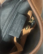 Sac cuir chocolat à franges tendance automne hiver, bandoulière réglable – Italie vue interieur