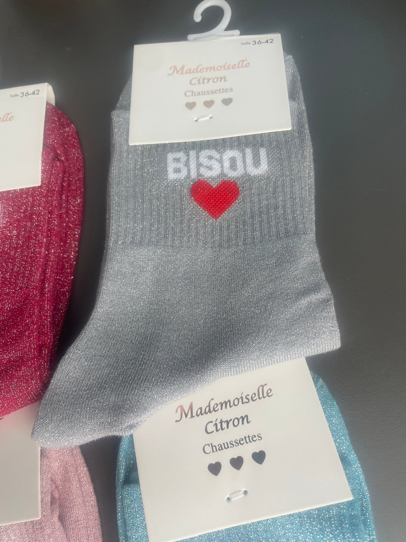 Chaussettes Bisou ❤️ Paillettes - Mam’s Ailes