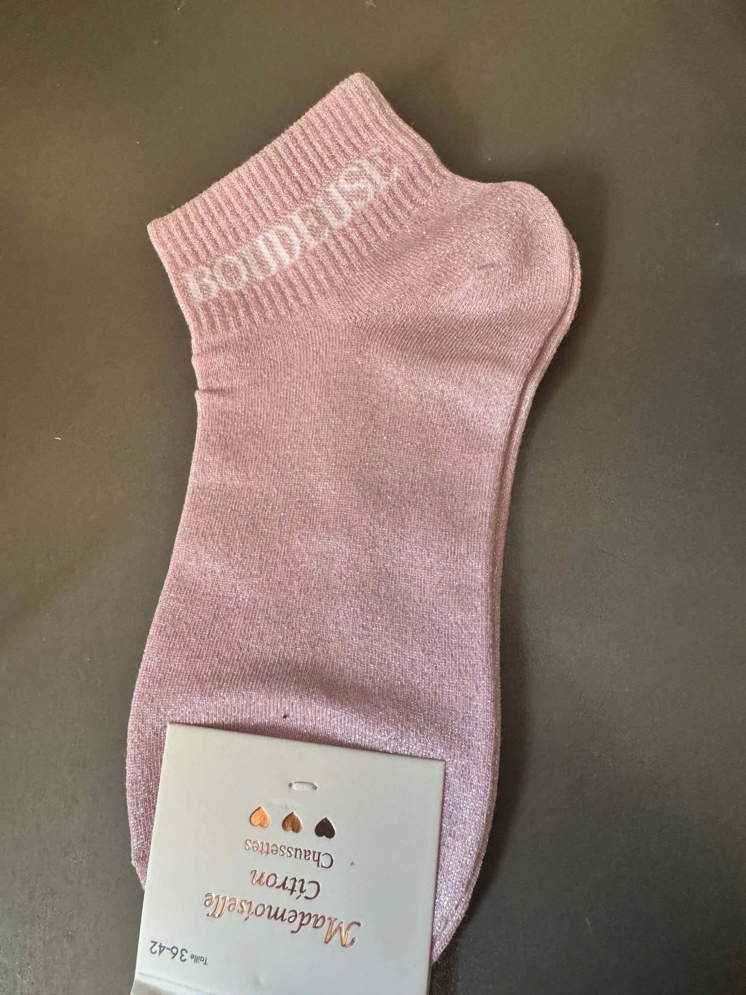 Chaussettes Boudeuse rose poudré, vue de face