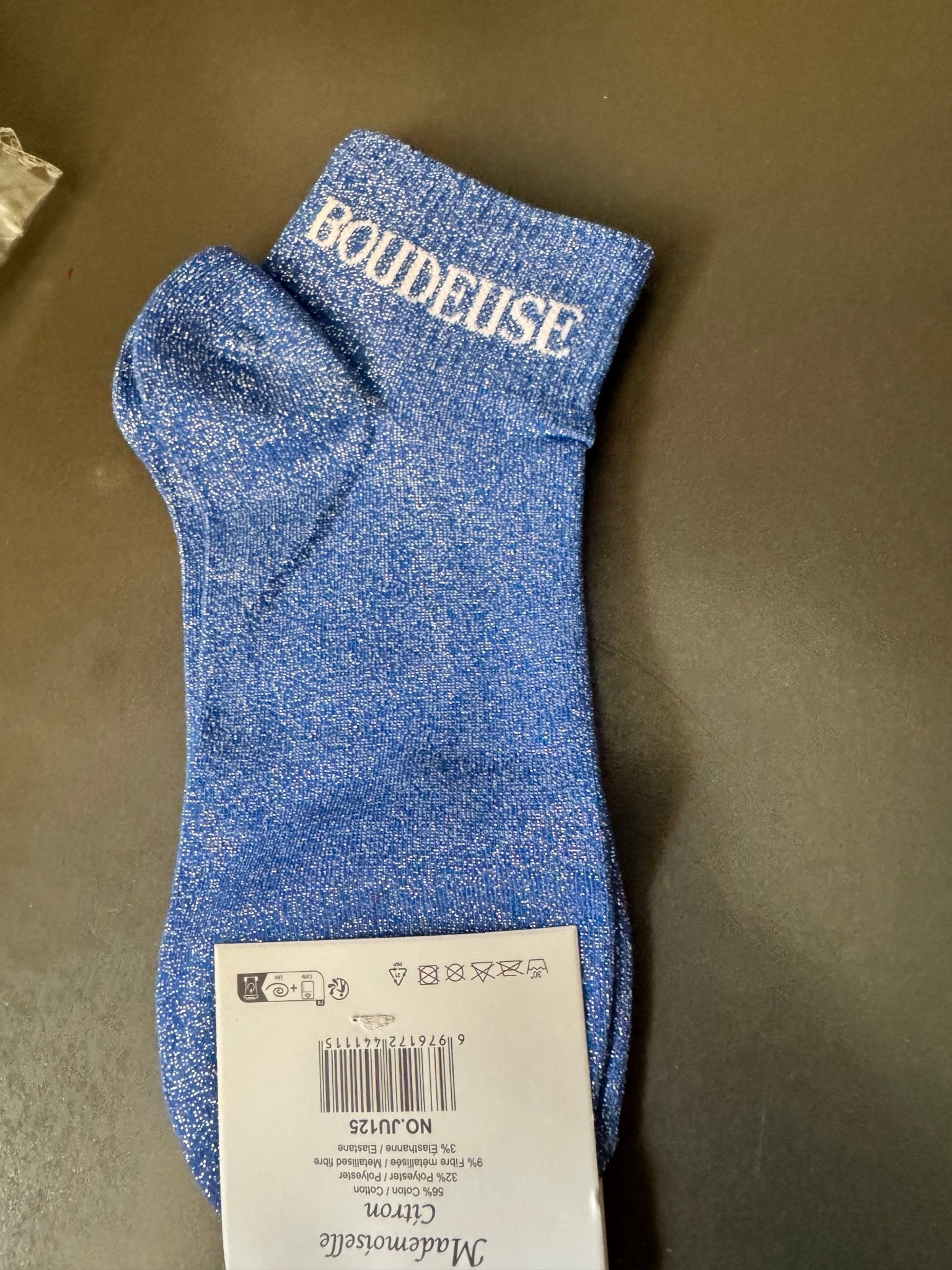 Chaussettes Boudeuse bleu roi, vue de face