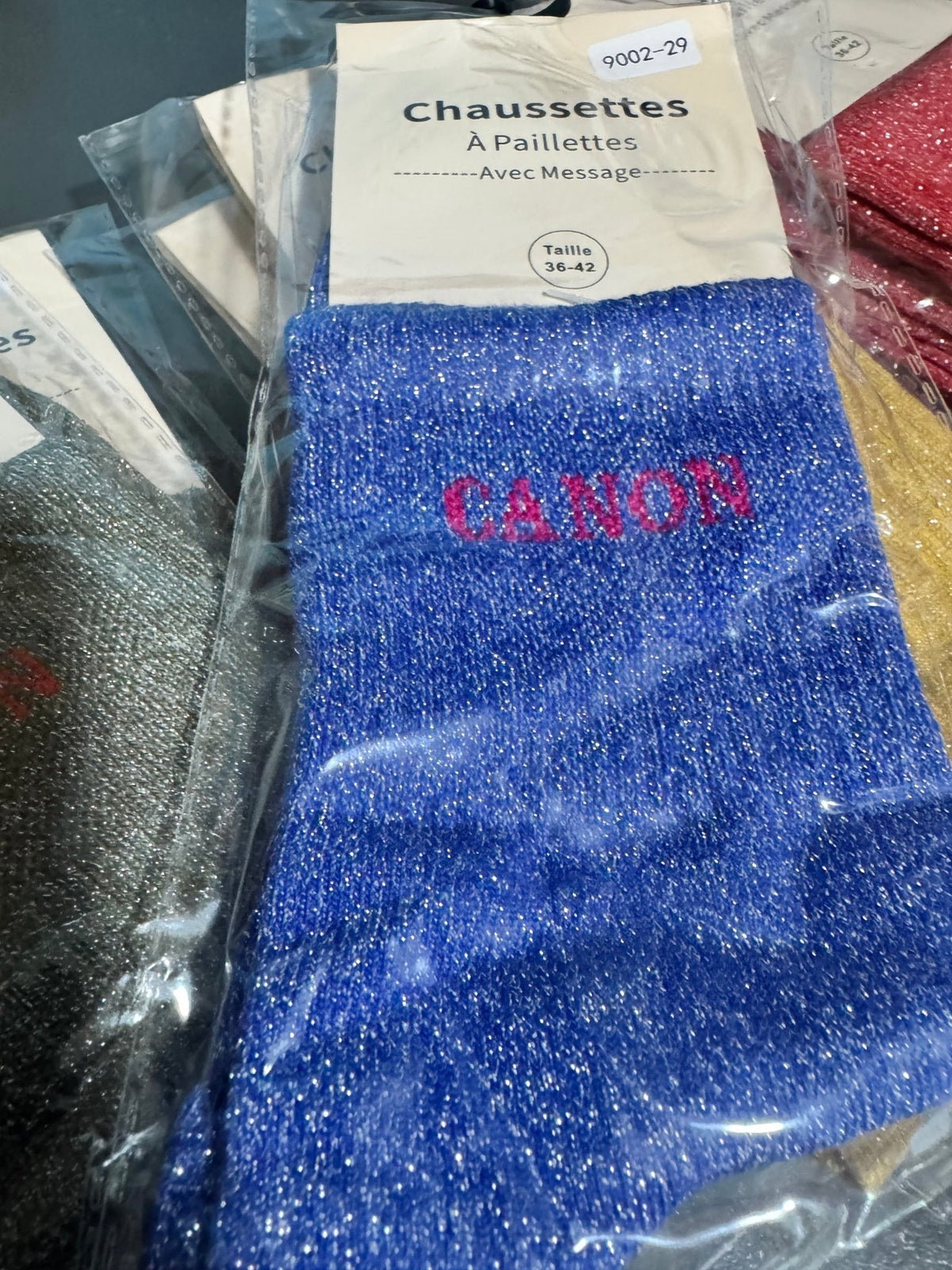 Chaussettes pailletées Canon coloris bleu roi