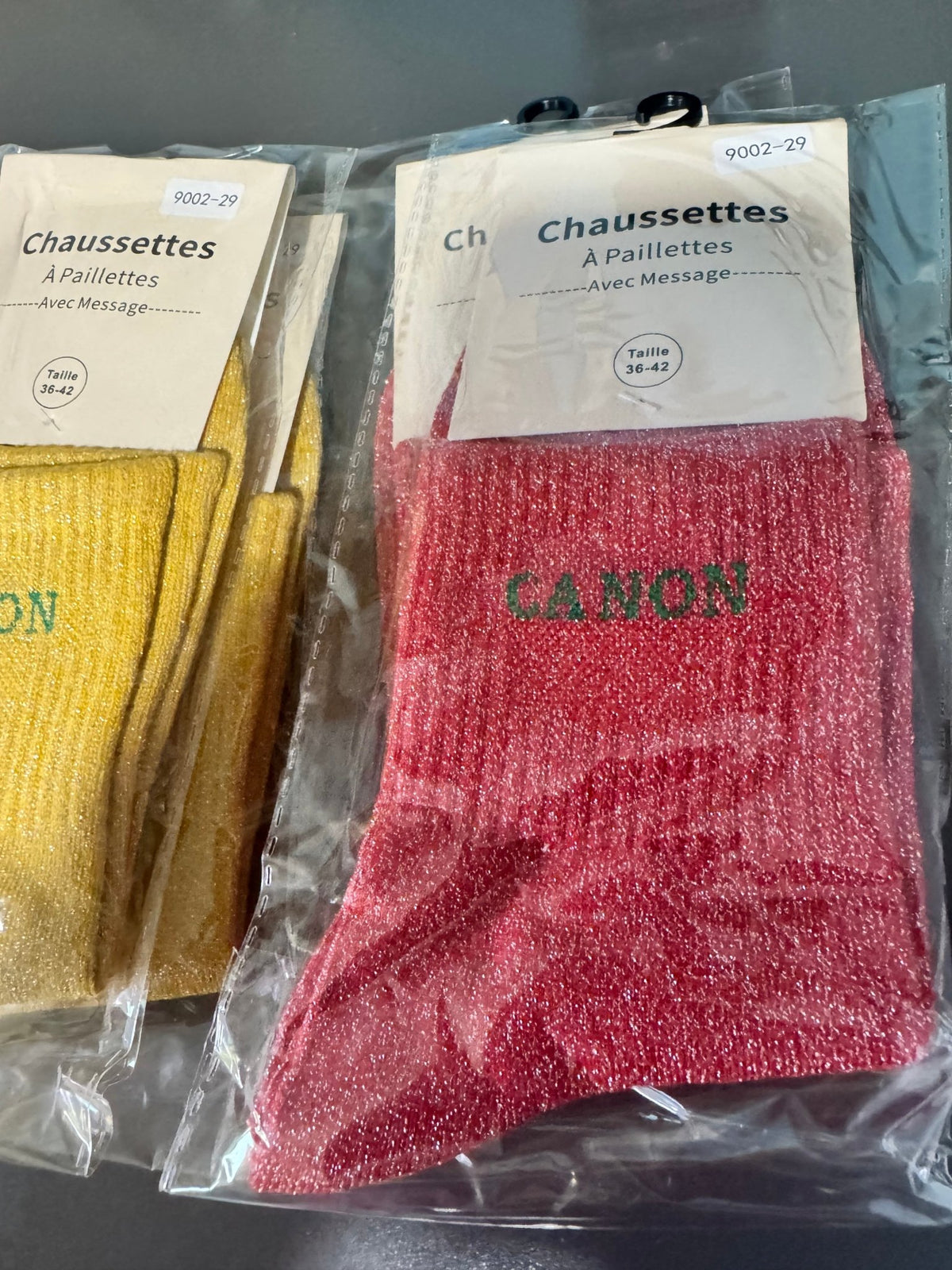 Chaussettes pailletées Canon coloris moutarde