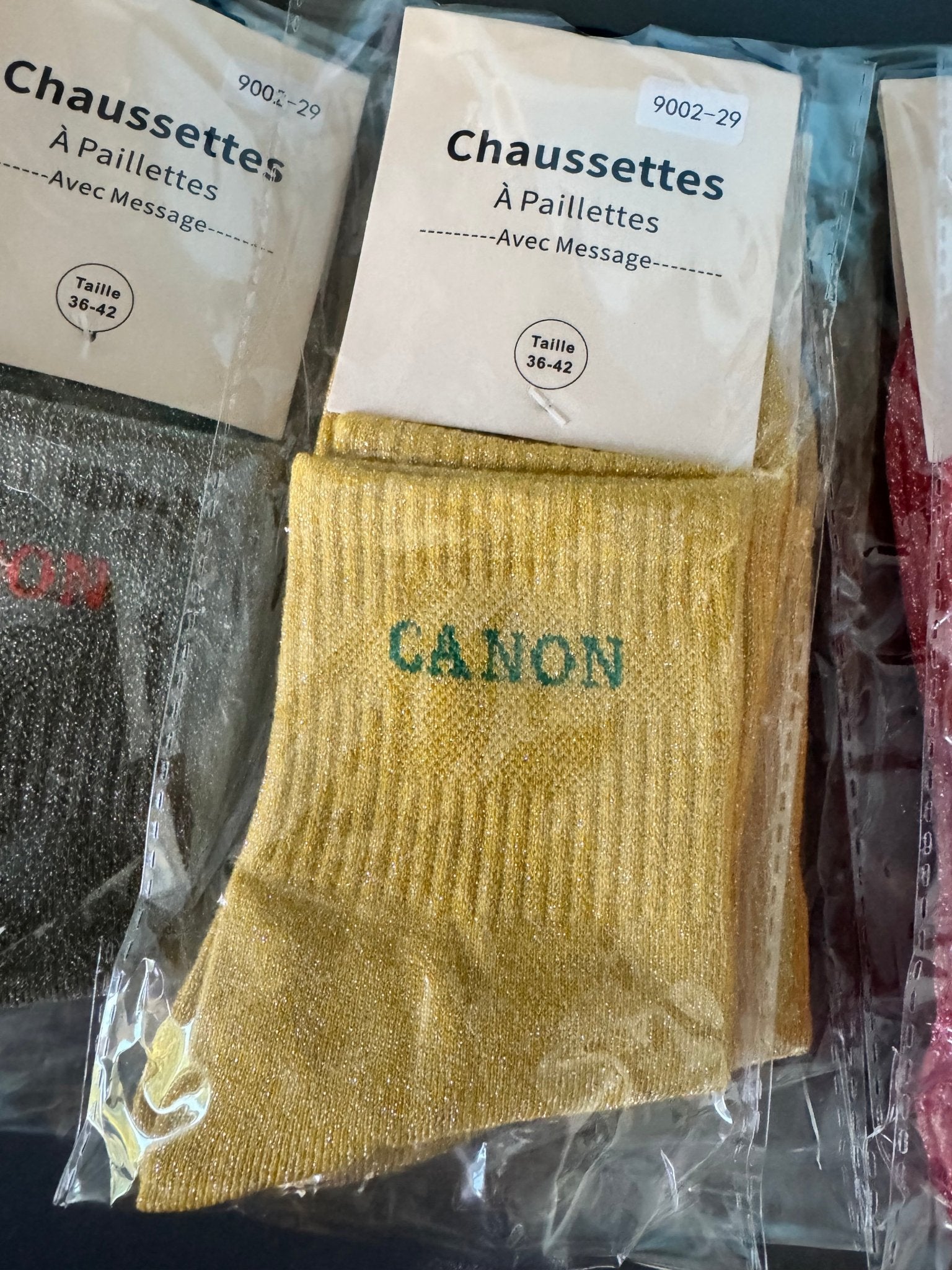 Chaussettes pailletées Canon coloris rouge