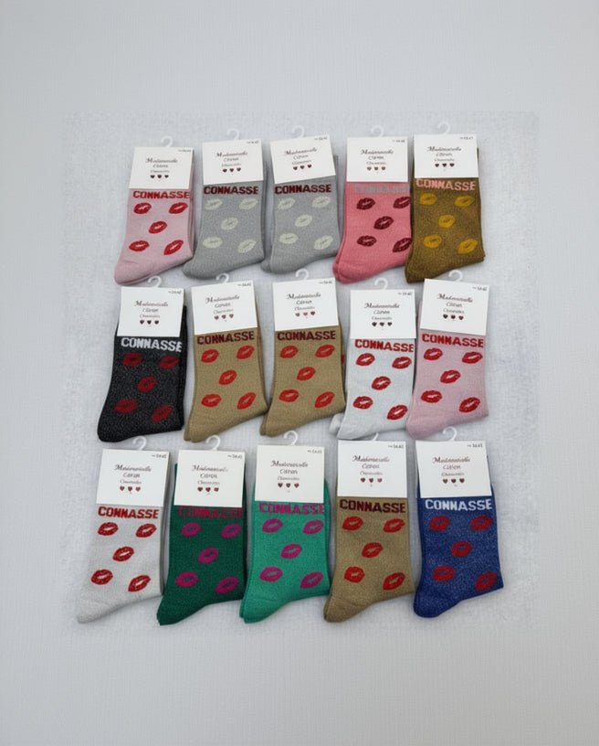 Chaussettes connasse Bisous Paillettes 60% Coton – 36 - 42 - Mam’s Ailes