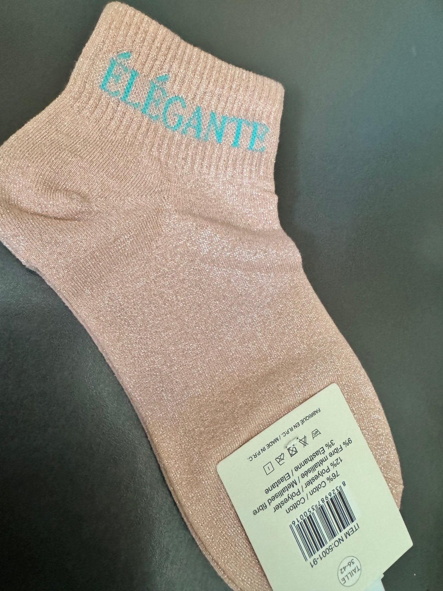 Chaussettes Élégante pailletées rose pêche