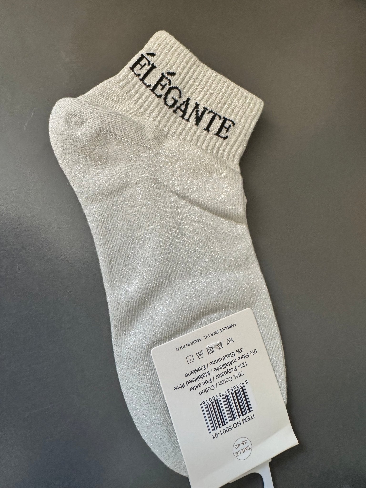 Chaussettes Élégante pailletées blanc argenté