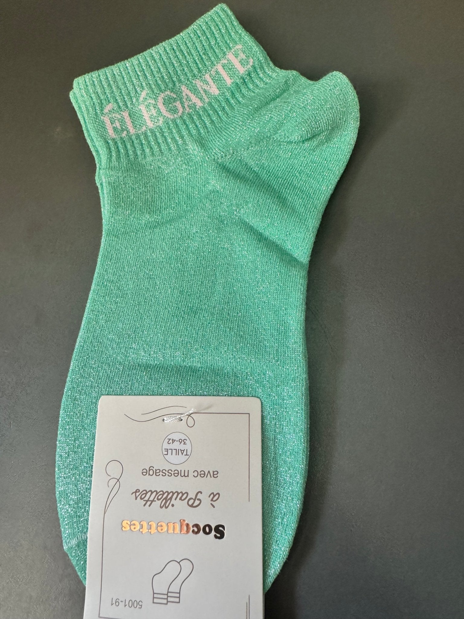 Chaussettes Élégante pailletées vert menthe