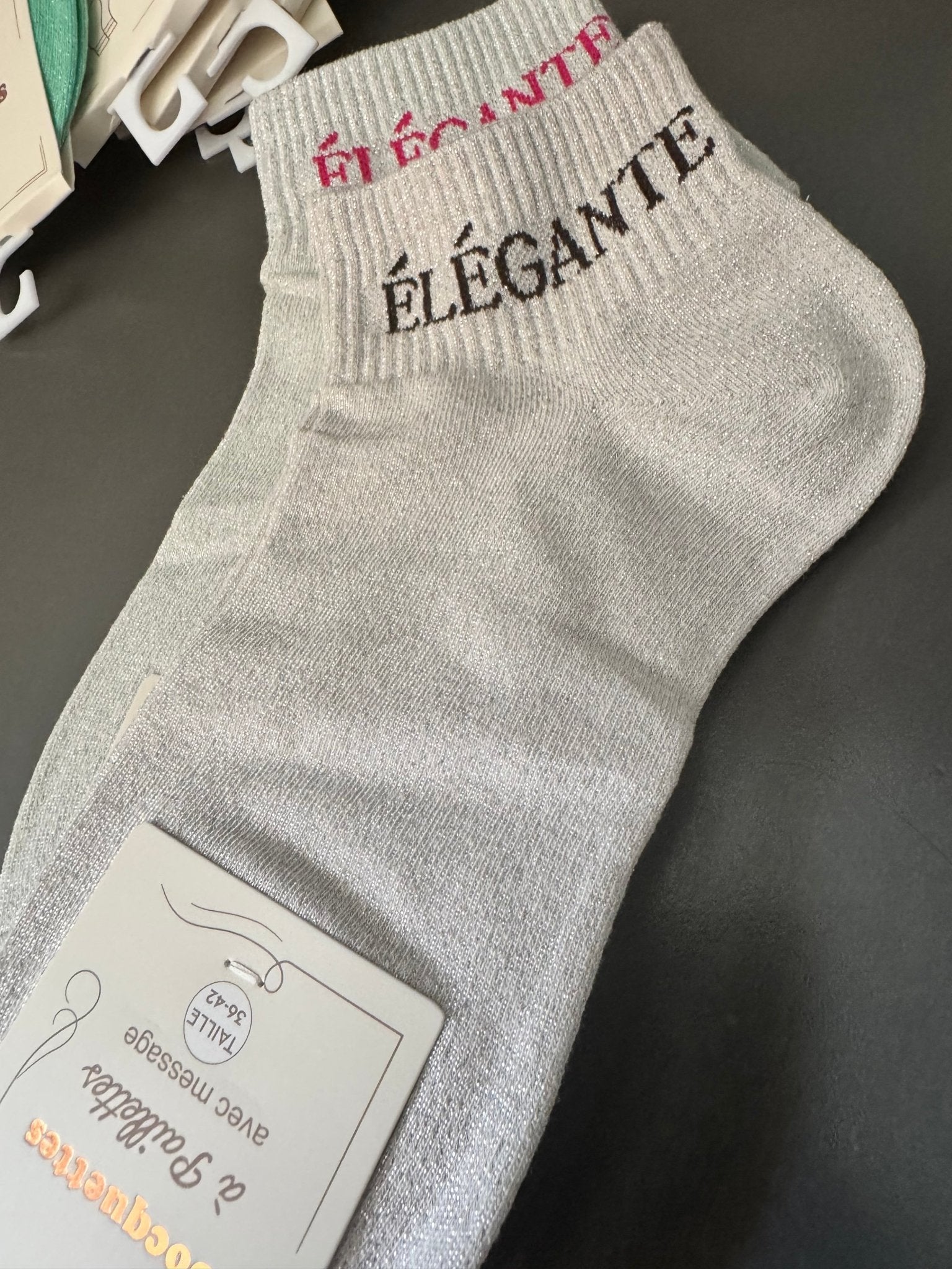 Chaussettes Élégante pailletées gris clair