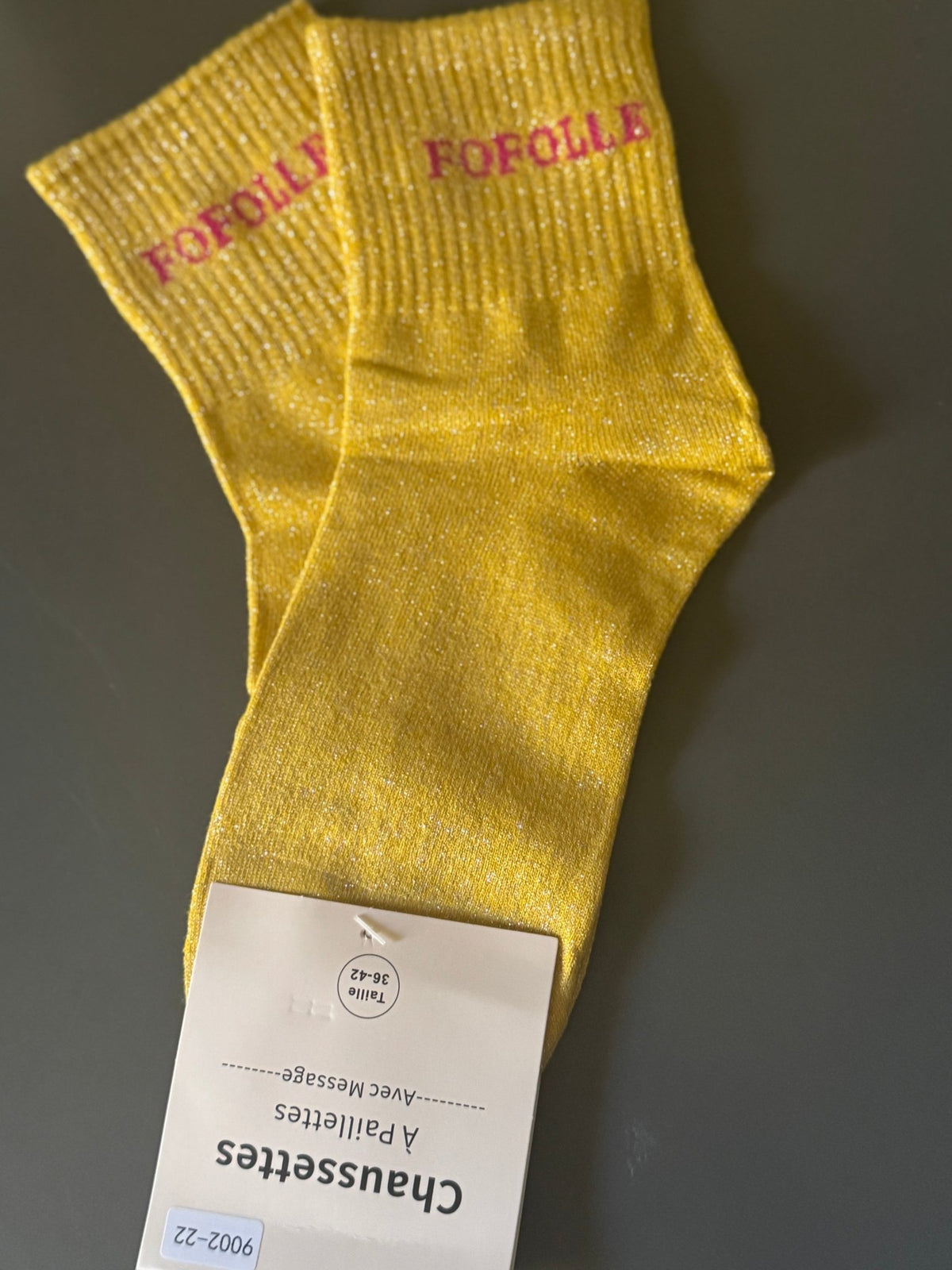 Chaussettes Fofolle : moutarde déplié