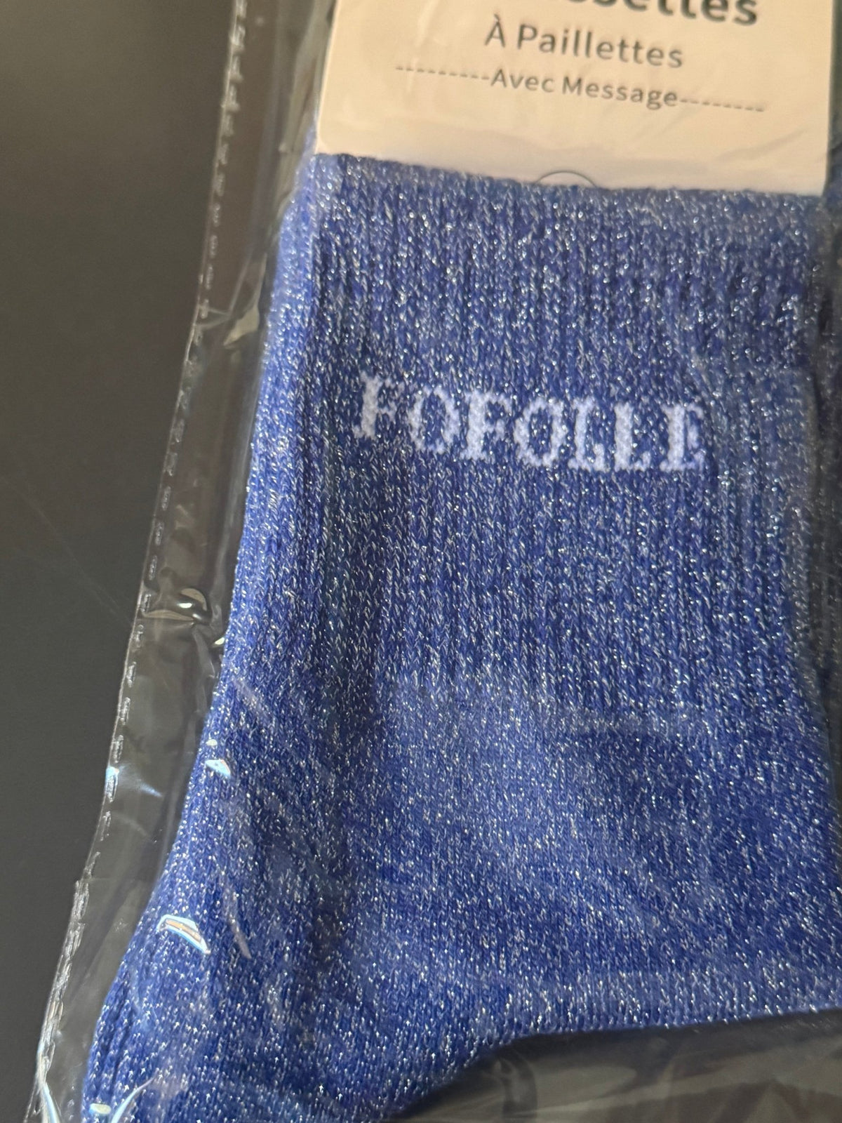 Chaussettes Fofolle : bleu sous emballage
