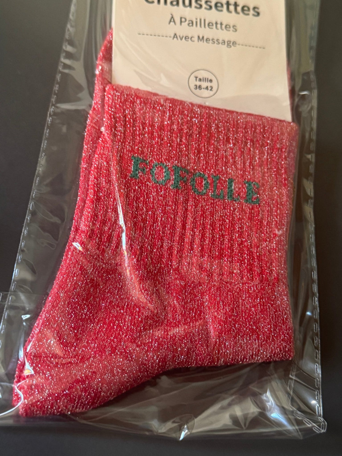 Chaussettes Fofolle : rouge sous emballage