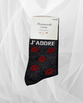 Chaussettes J’adore à bisous pailletés, palette de coloris