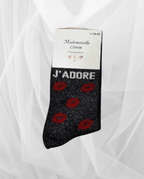 Chaussettes J’adore à bisous pailletés, palette de coloris