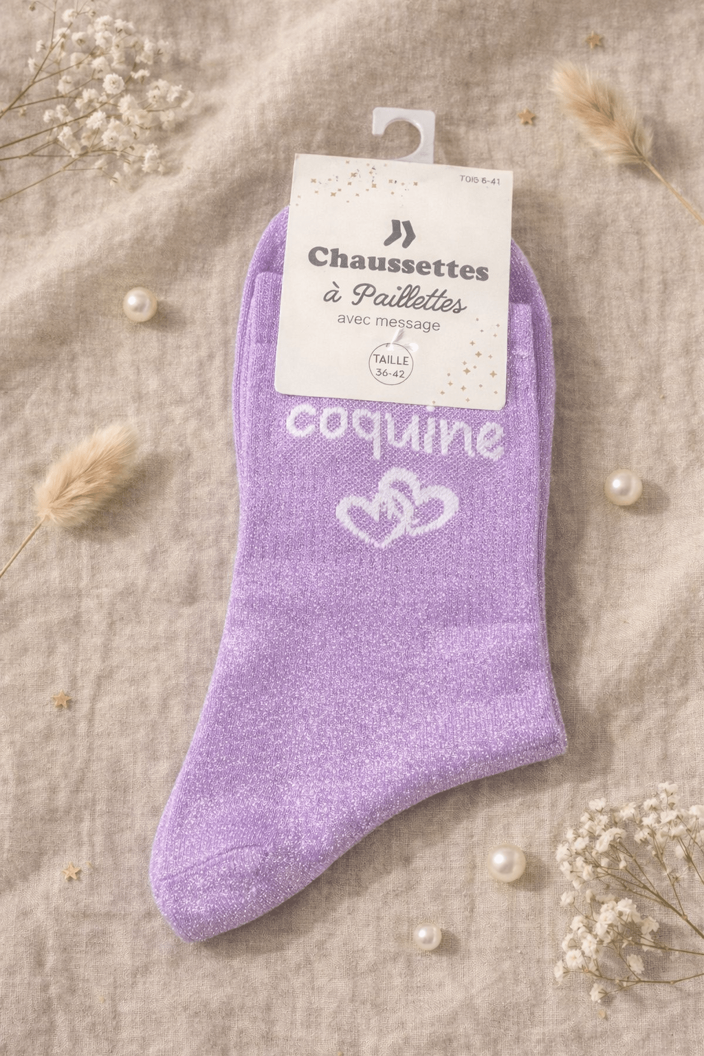 ✨ Chaussettes Pailletées "Coquine" – 36 - 42 - Mam’s AilesParme