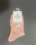 Chaussettes pailletées rose clair nude coquine avec cœurs blancs Mademoiselle Citron