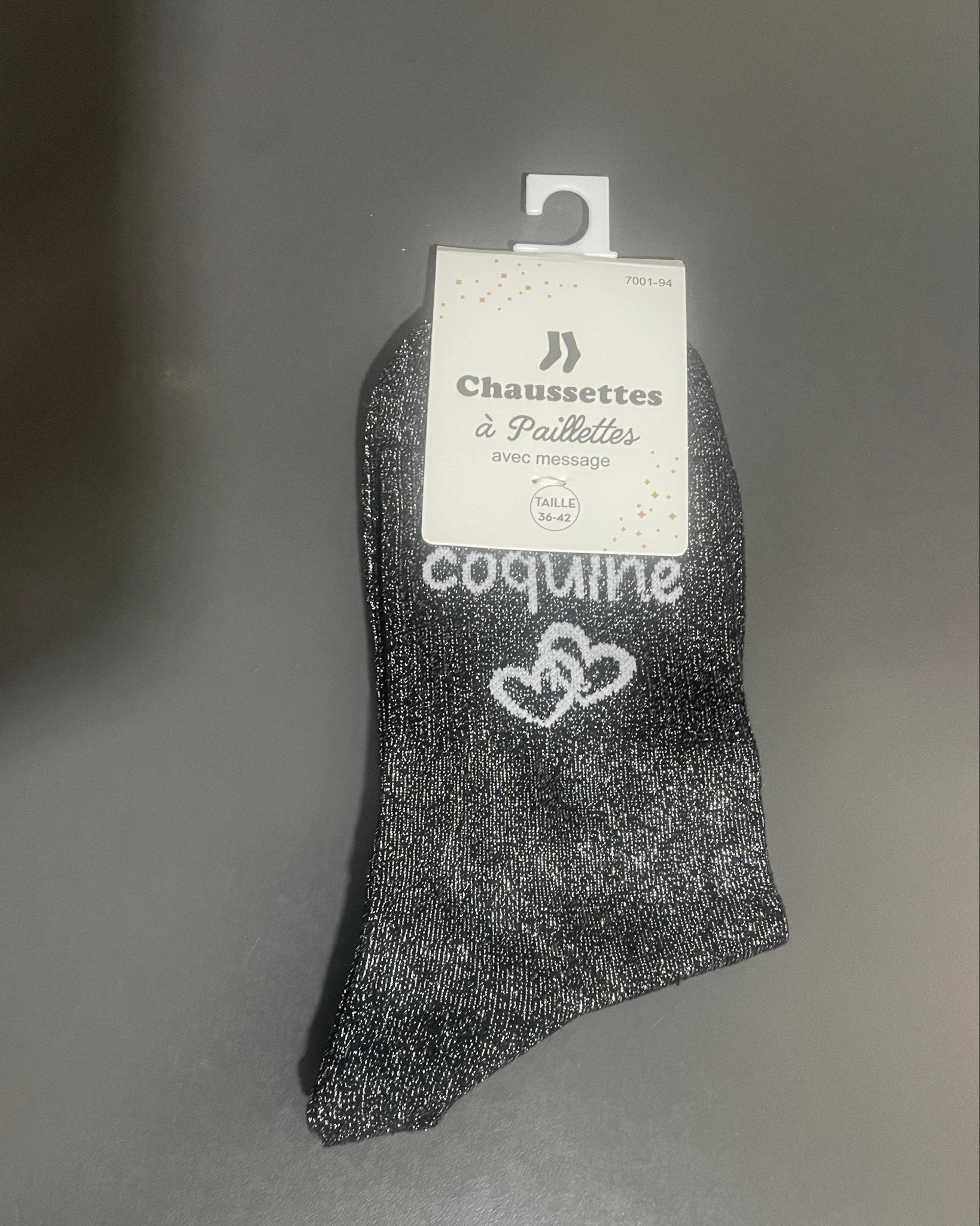 ✨ Chaussettes Pailletées "Coquine" – 36 - 42 - Mam’s AilesNoir / Blanc