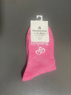 Chaussettes pailletées roses coquine avec cœurs blancs Mademoiselle Citron