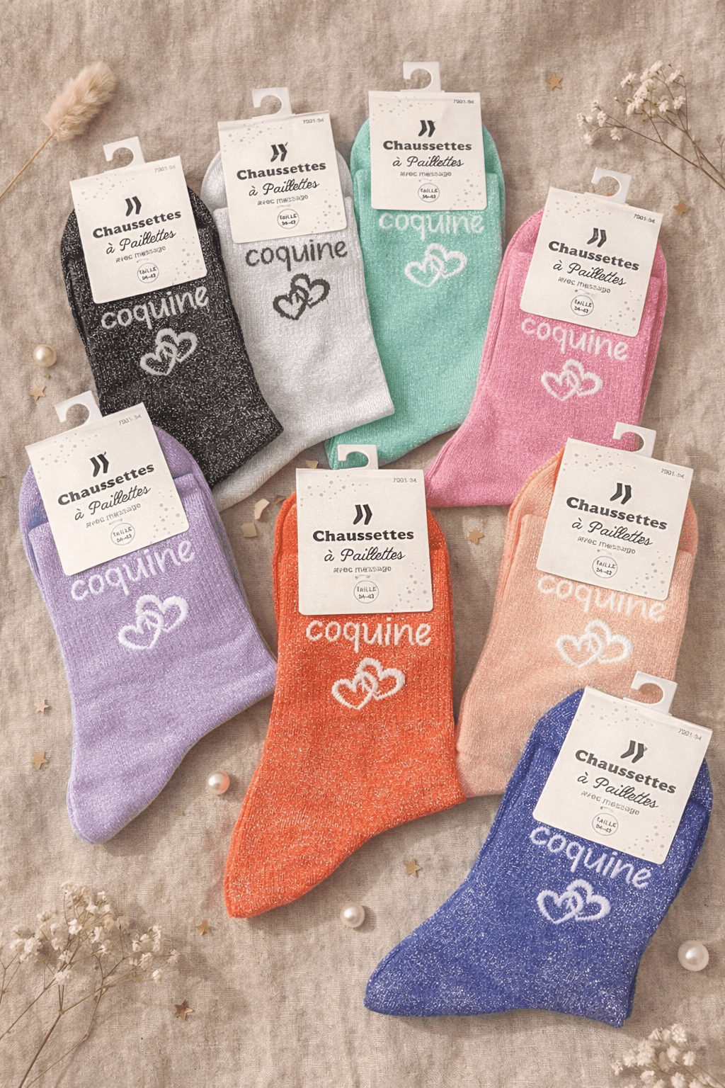 ✨ Chaussettes Pailletées "Coquine" – 36 - 42 - Mam’s AilesParme