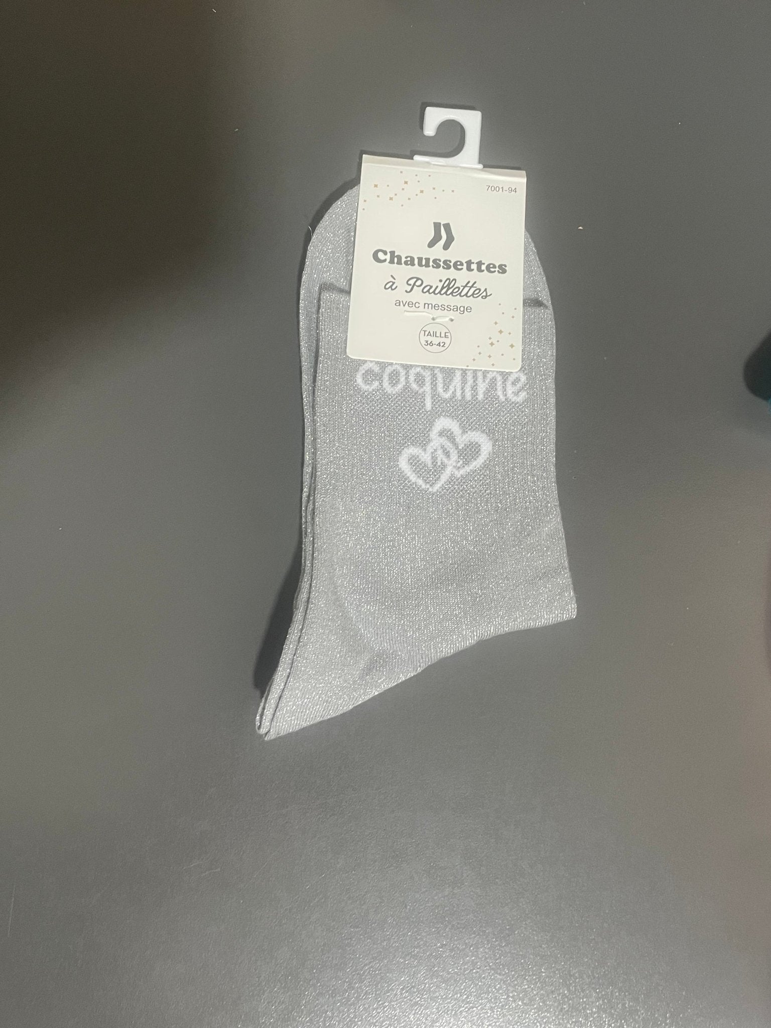 ✨ Chaussettes Pailletées "Coquine" – 36 - 42 - Mam’s AilesGris