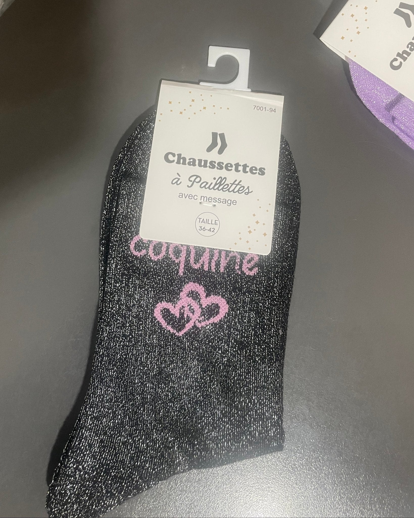 ✨ Chaussettes Pailletées "Coquine" – 36 - 42 - Mam’s AilesNoir / Rose