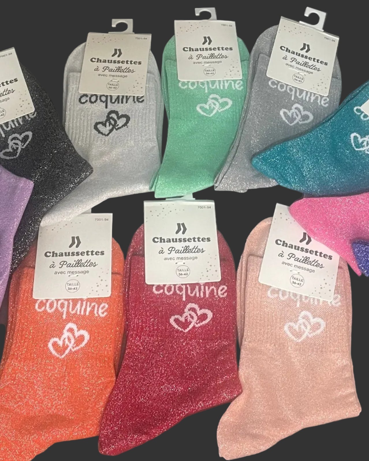 ✨ Chaussettes Pailletées "Coquine" – 36 - 42 - Mam’s AilesParme