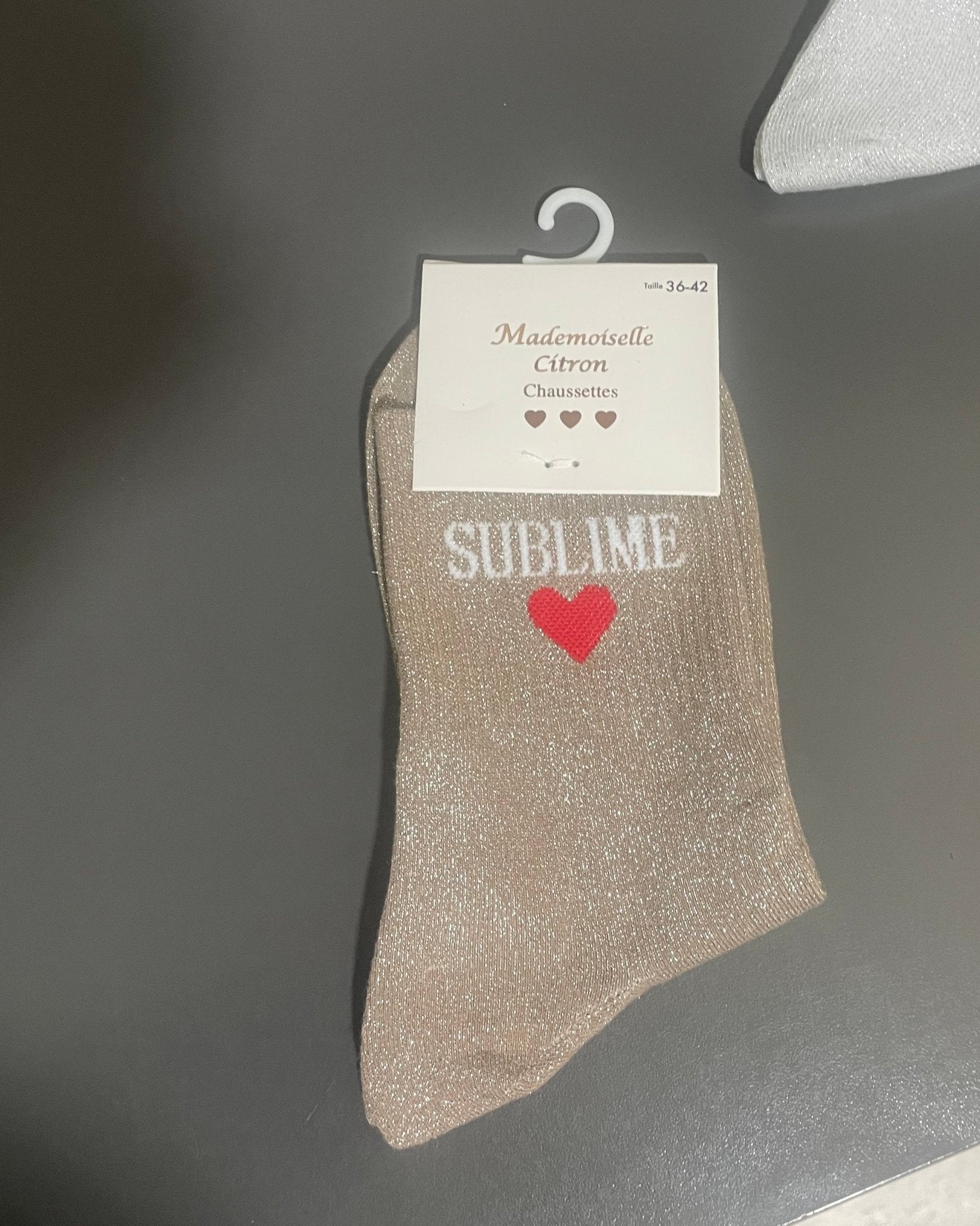 Chaussettes Pailletées "Sublime" – Mademoiselle Citron 36 - 42 - Mam’s AilesCamel