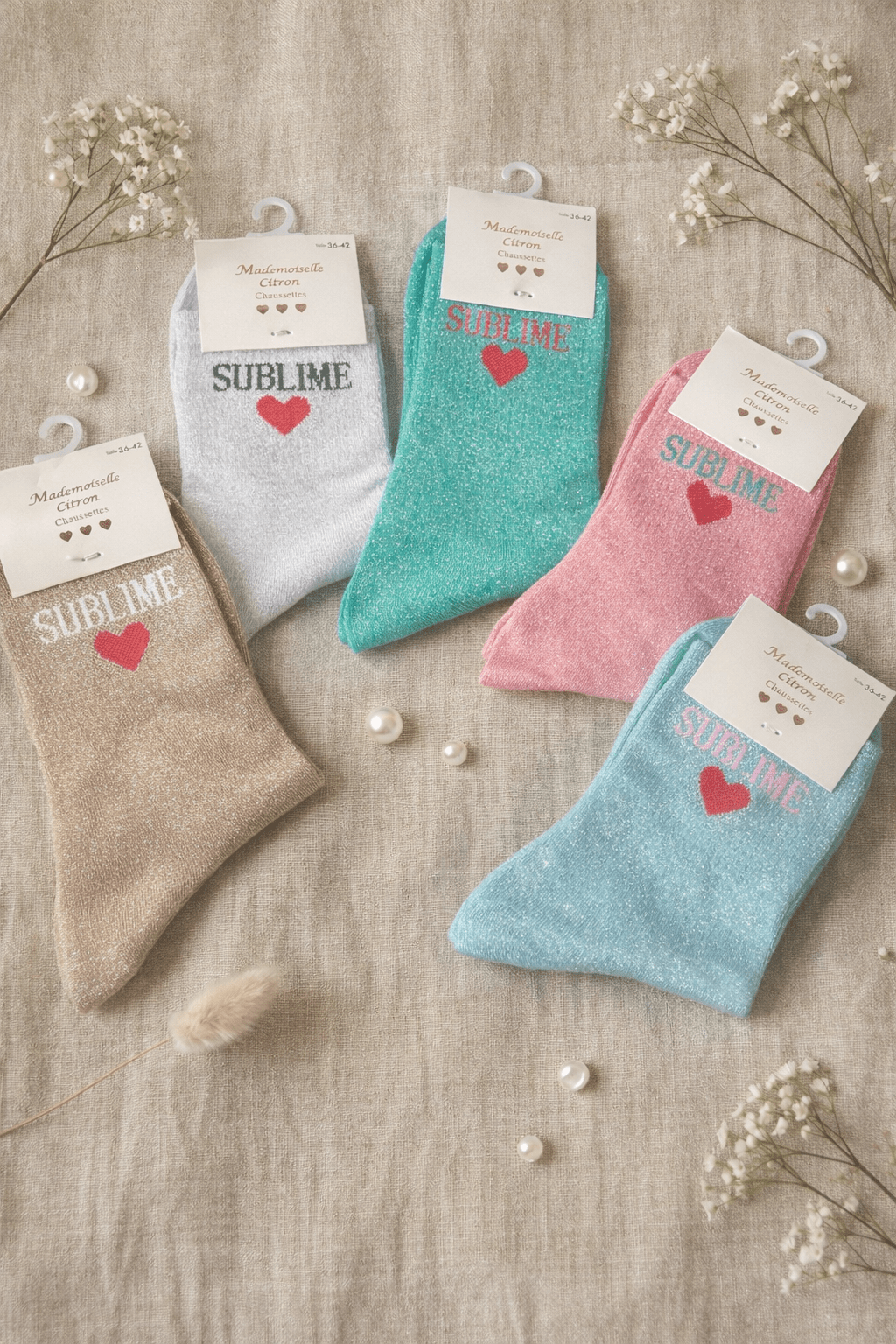 Chaussettes Pailletées "Sublime" – Mademoiselle Citron 36 - 42 - Mam’s AilesTurquoise