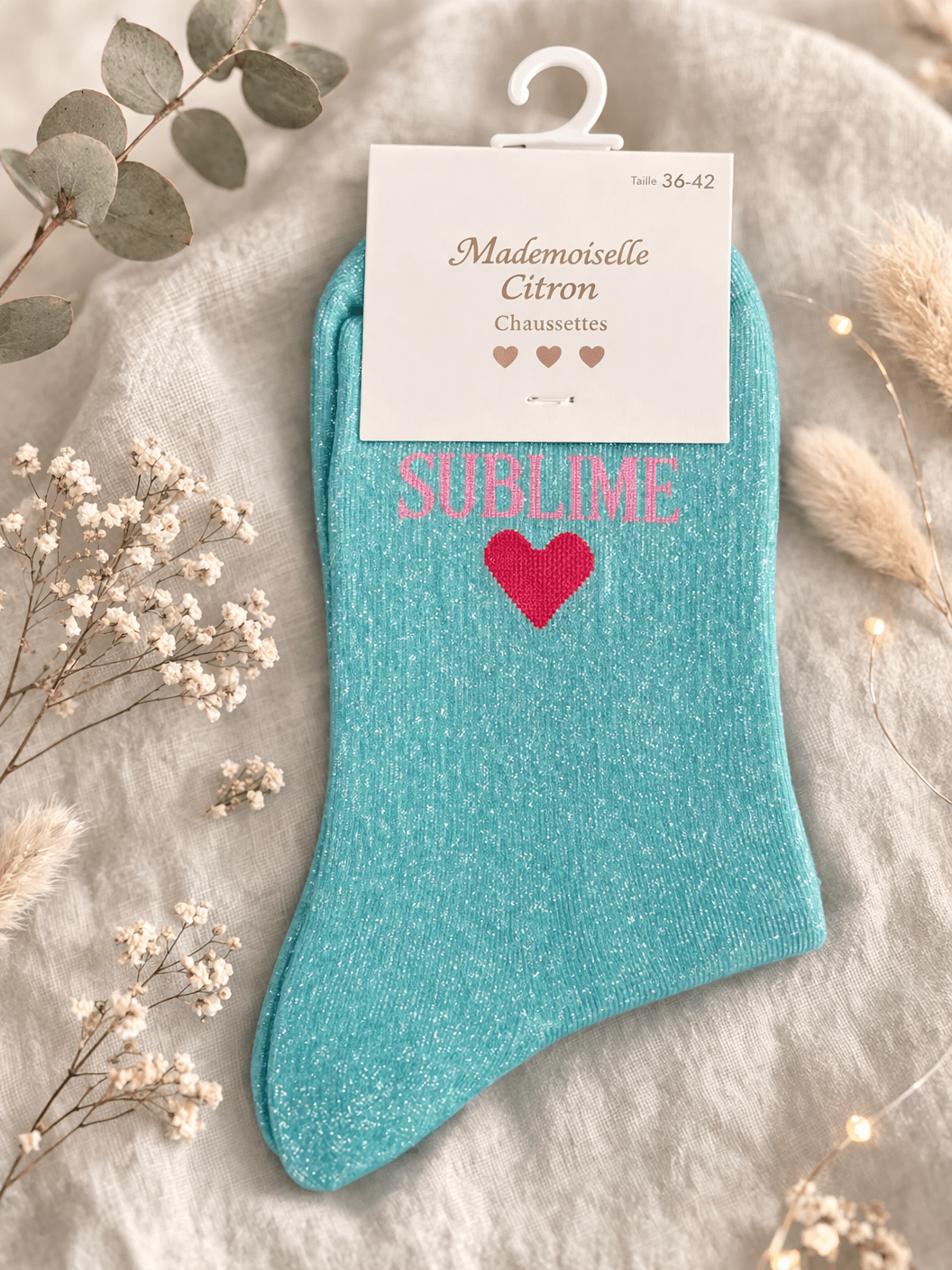 Chaussettes Pailletées "Sublime" – Mademoiselle Citron 36 - 42 - Mam’s AilesTurquoise