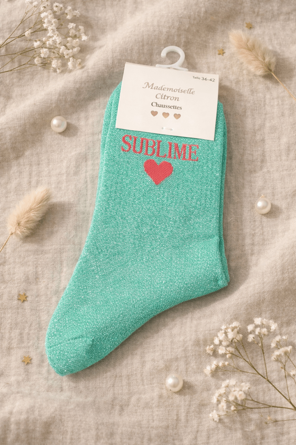 Chaussettes Pailletées "Sublime" – Mademoiselle Citron 36 - 42 - Mam’s AilesVert