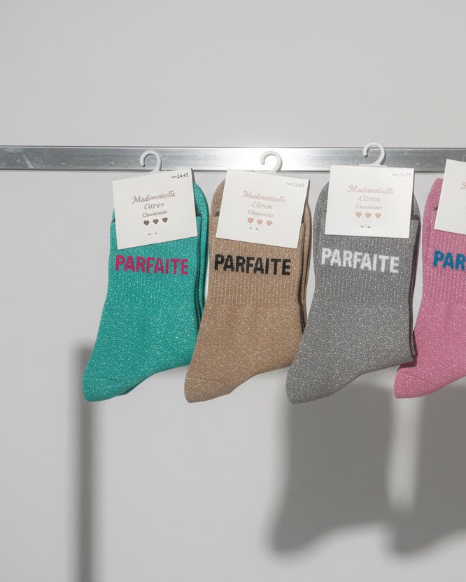 Chaussettes « Parfaite » Paillettes – Message Fun – Mademoiselle Citron – 36 - 42 - Mam’s Ailes