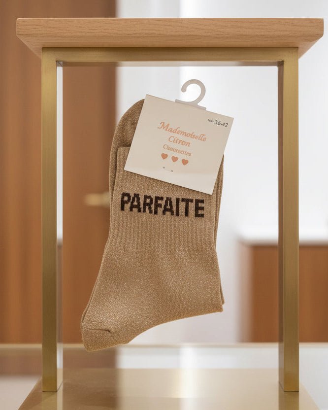 Chaussettes « Parfaite » Paillettes – Message Fun – Mademoiselle Citron – 36 - 42 - Mam’s Ailes