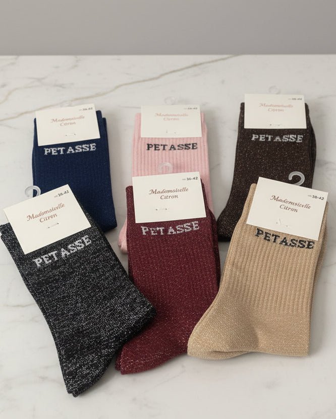 Chaussettes « Petasse » Paillettes – Message Décalé – Mademoiselle Citron – 36 - 42 - Mam’s Ailes