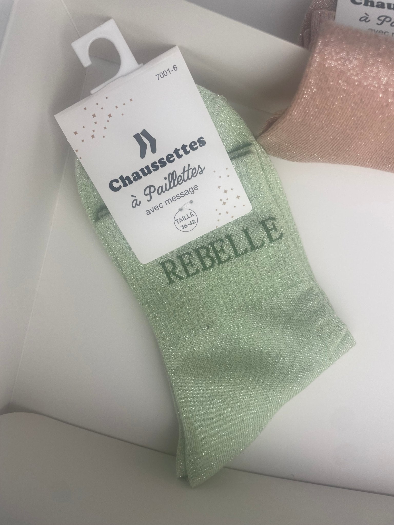 Chaussettes Rebelle Paillettes – 76% Coton – 36 - 42 - Mam’s Ailes