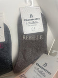 Chaussettes Rebelle paillettes intégrées arc-en-ciel coton doux