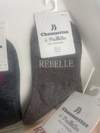 Chaussettes Rebelle paillettes intégrées arc-en-ciel coton doux
