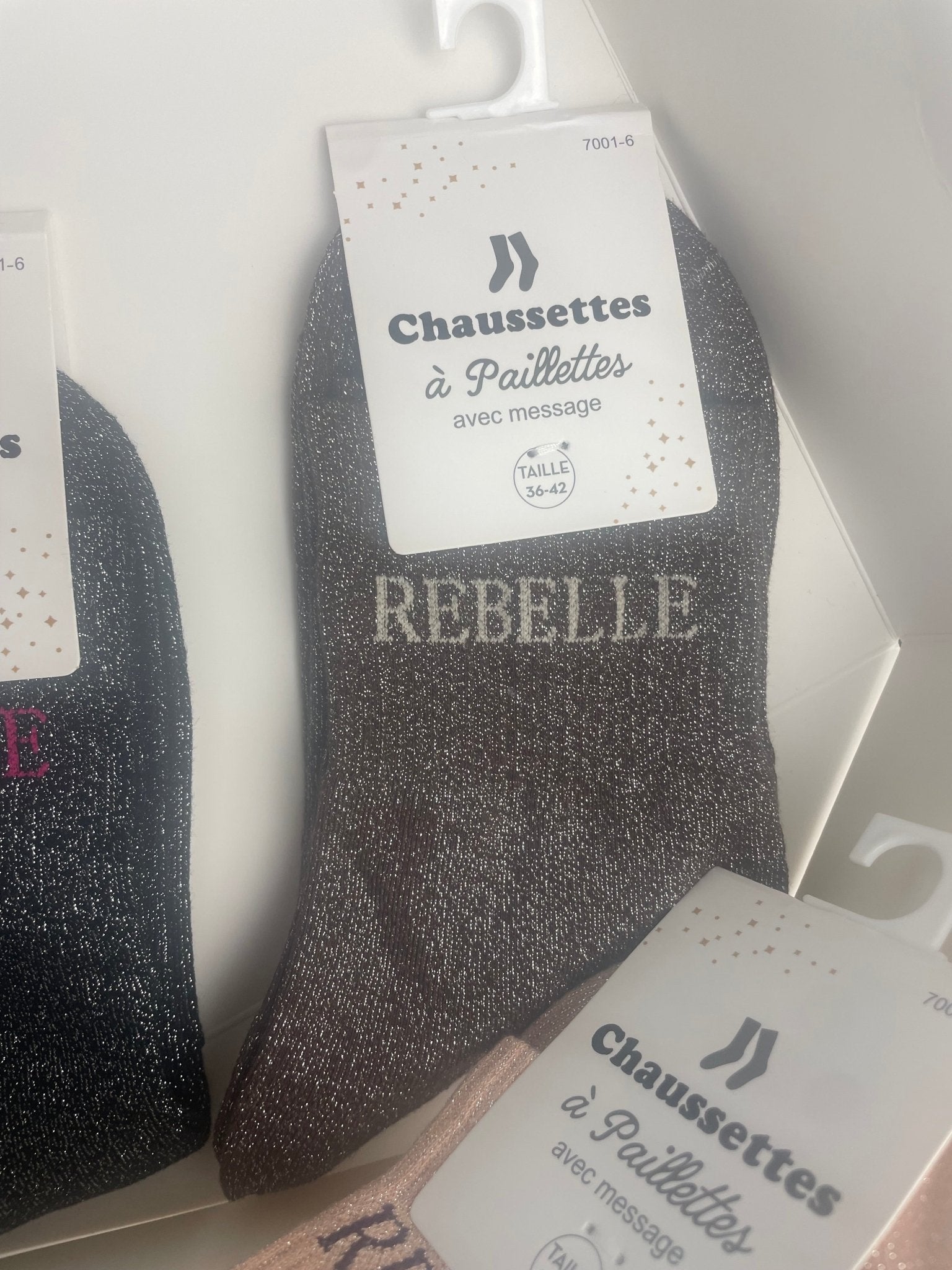 Chaussettes Rebelle Paillettes – 76% Coton – 36 - 42 - Mam’s Ailes