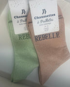Chaussettes paillettes fibre métallisée coton doux nombreux coloris