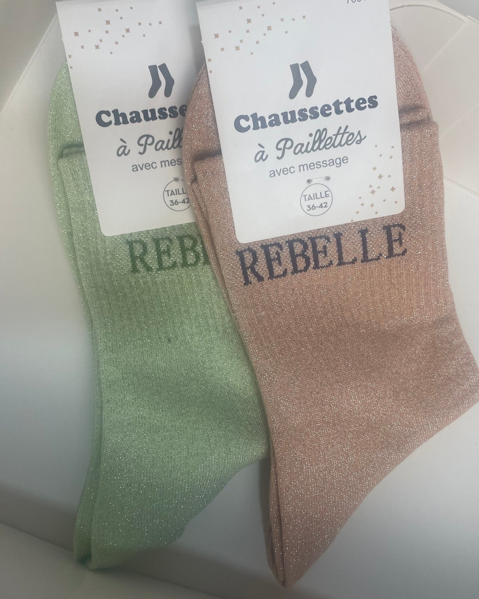 Chaussettes Rebelle Paillettes – 76% Coton – 36 - 42 - Mam’s Ailes