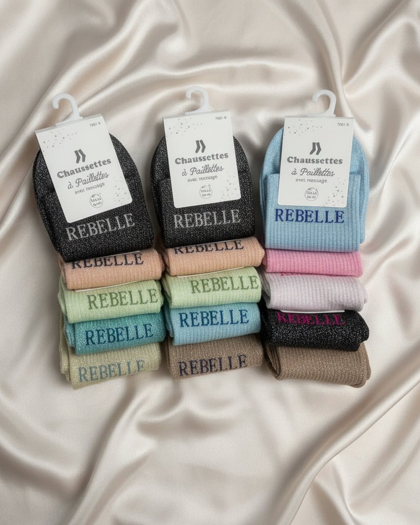 Chaussettes Rebelle Paillettes – 76% Coton – 36 - 42 - Mam’s Ailes