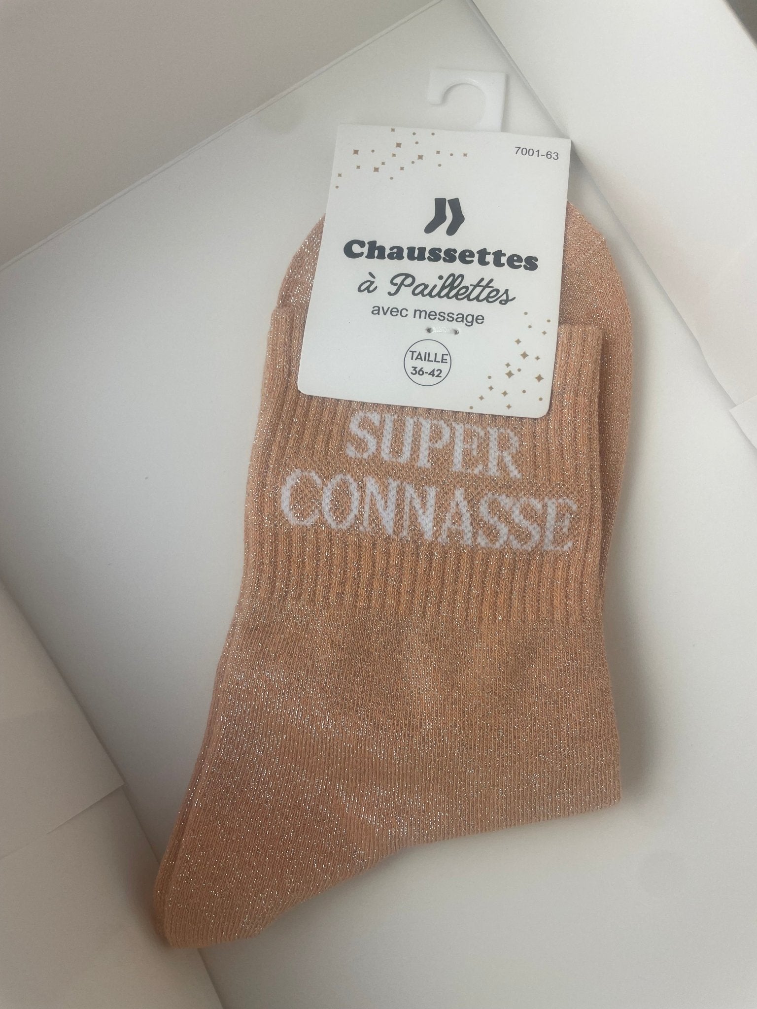 Chaussettes Super Connasse portées